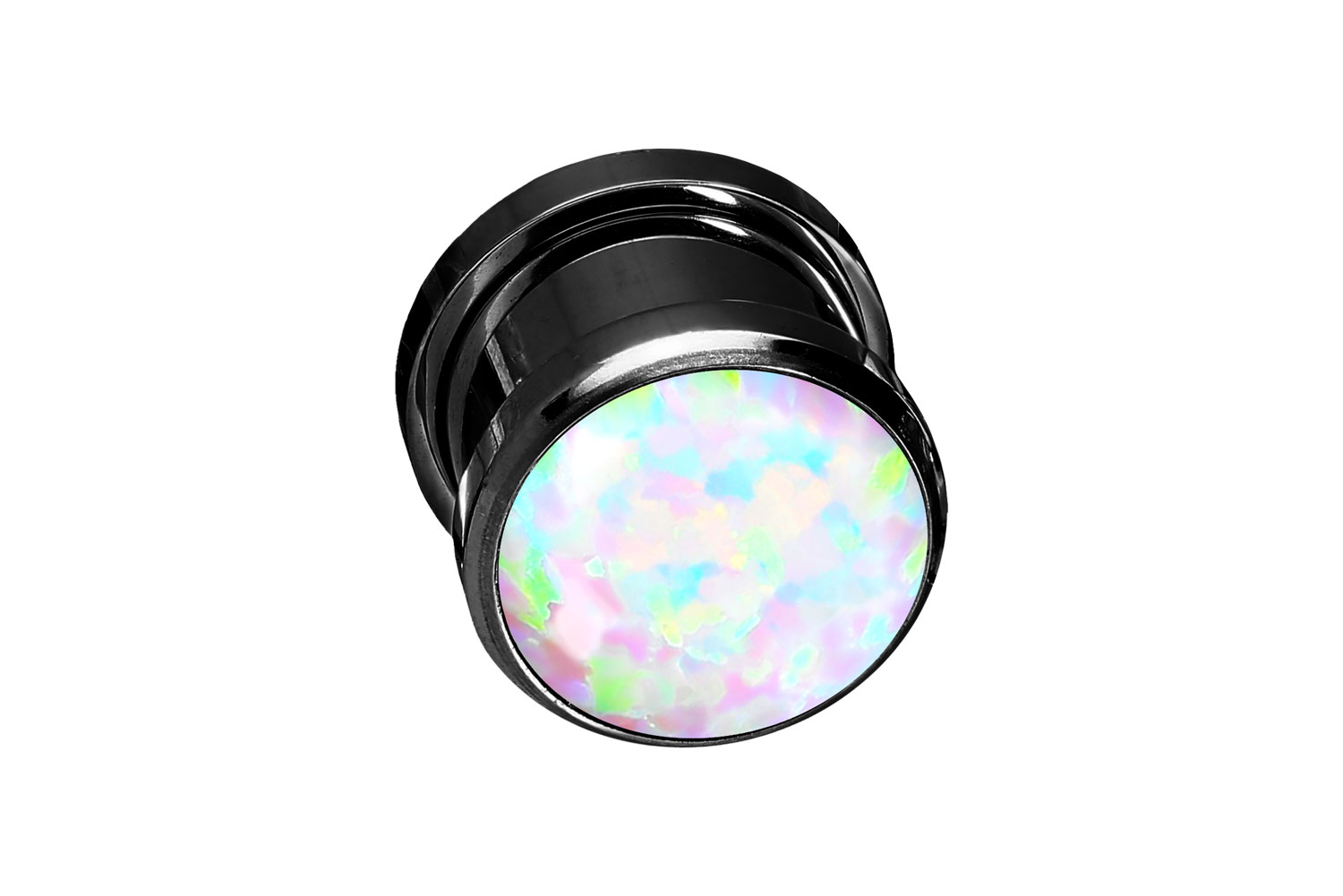 Chirurgenstahl Plug SYNTHETISCHER OPAL ++SALE++ von Piercingline